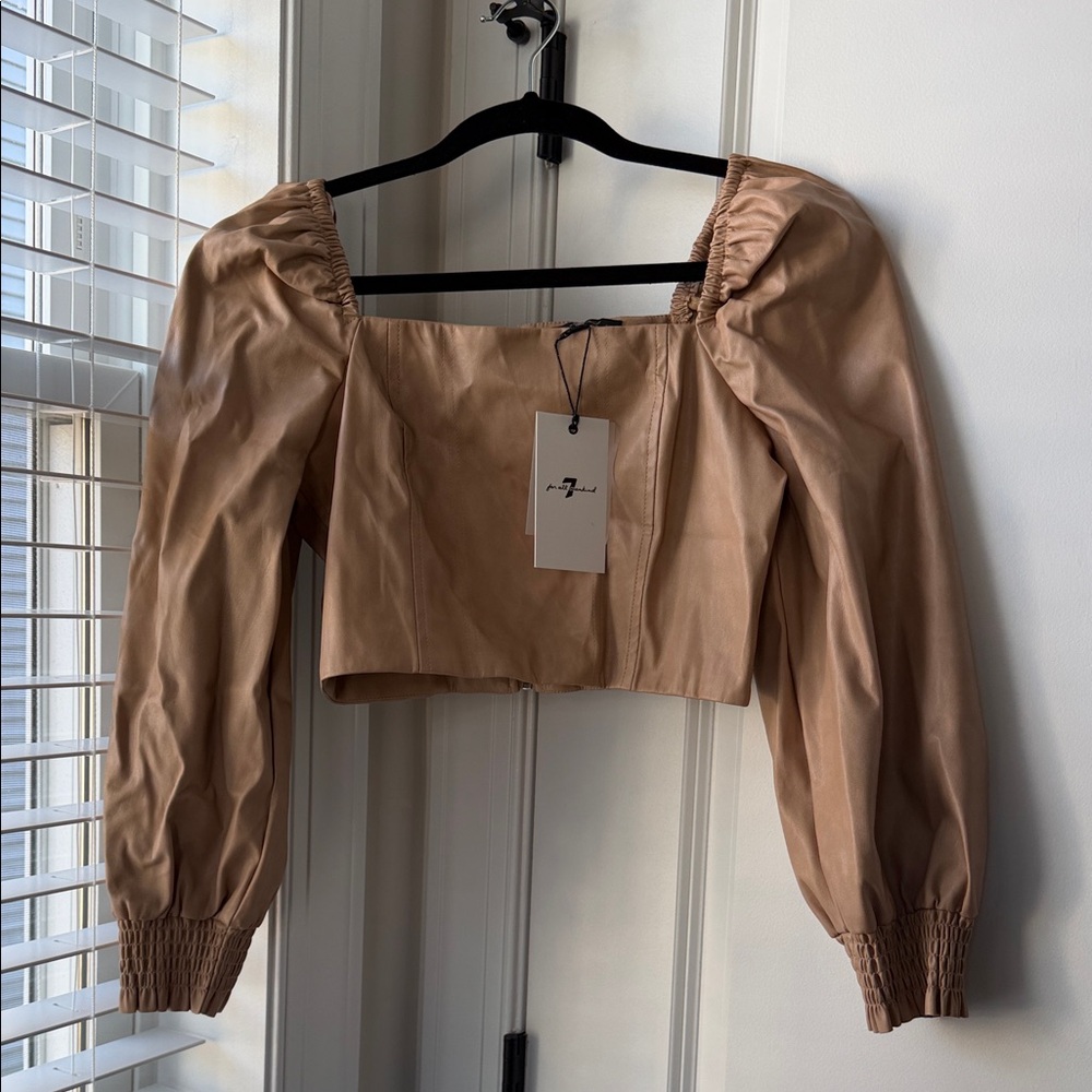 7 for All Mankind Faux Leather Cropped Top